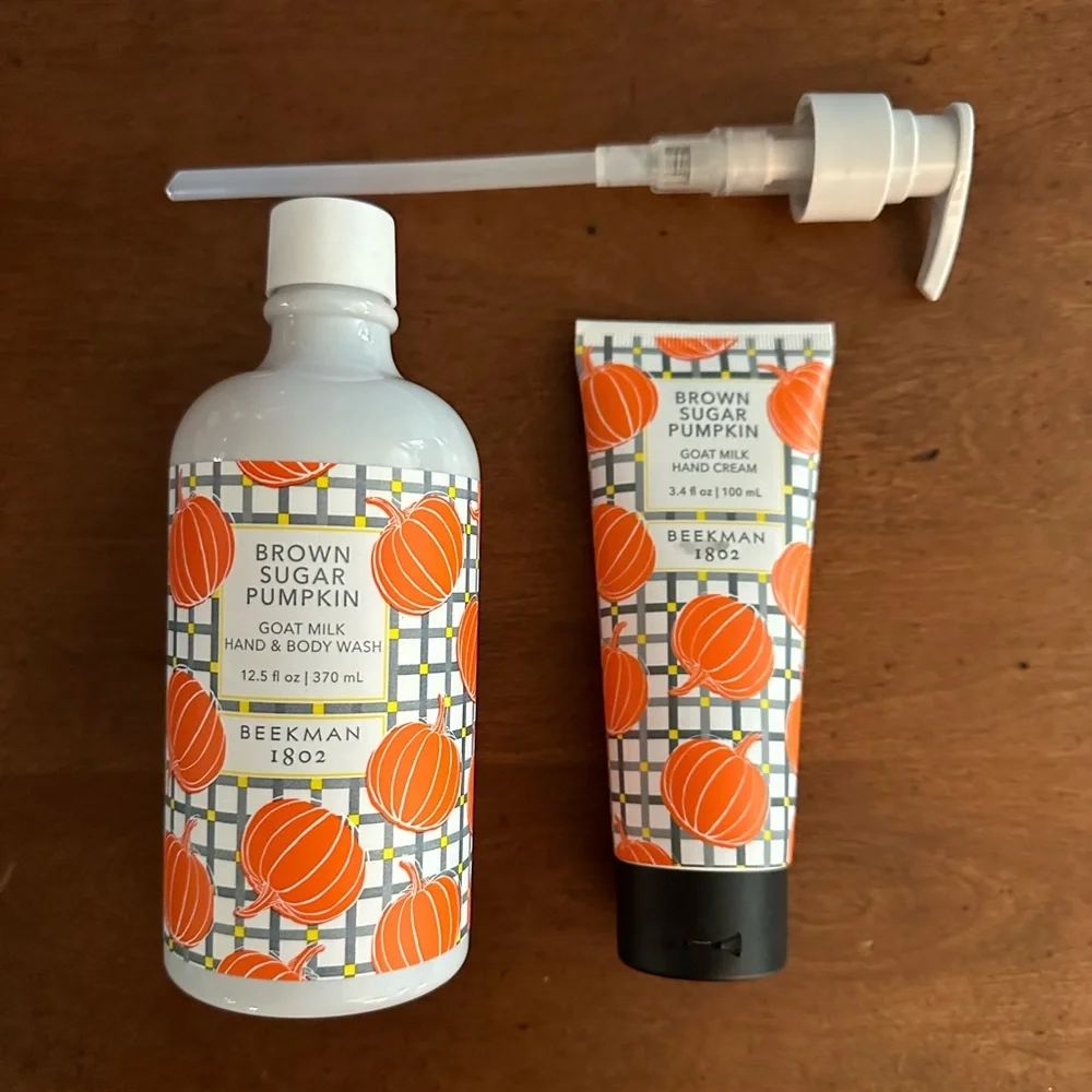 Beekman 1802 RETIRED Brown Sugar Pumpkin hand body wash and hand cream set